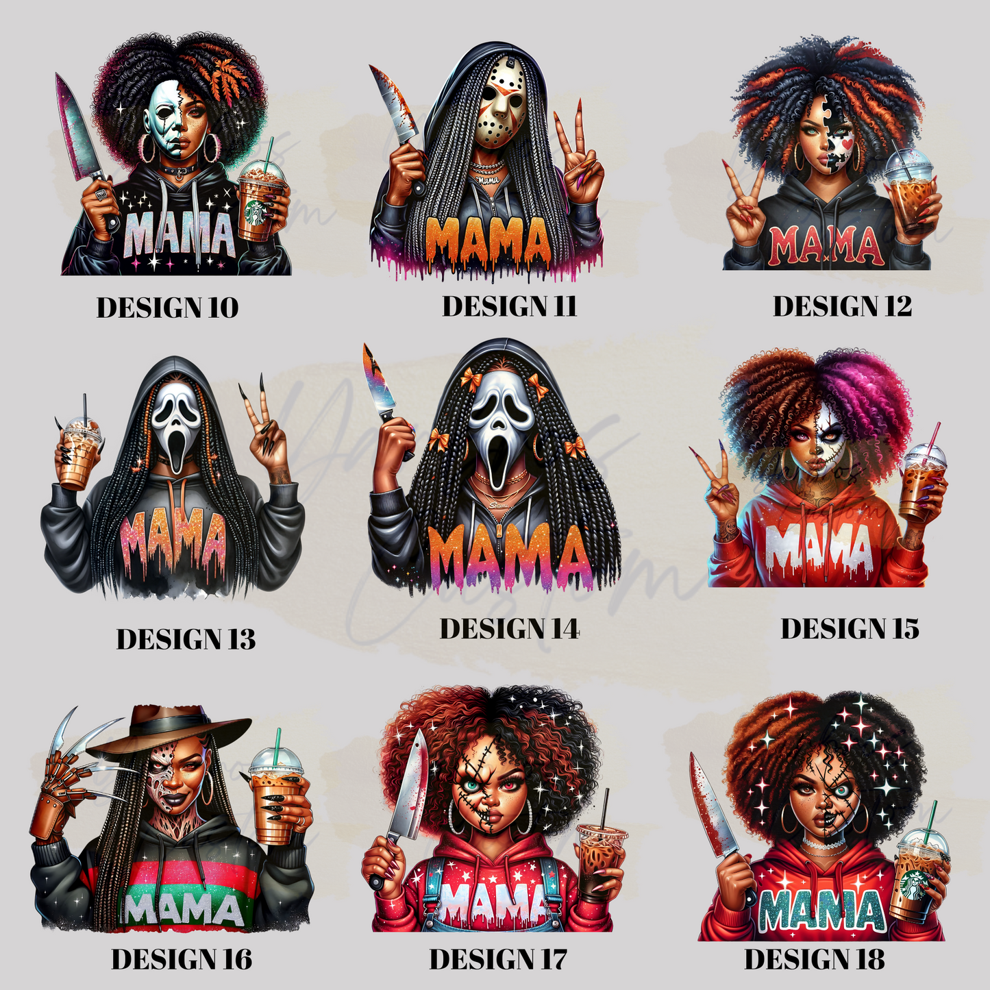 Black Mama Horror 12oz Glass Mugs