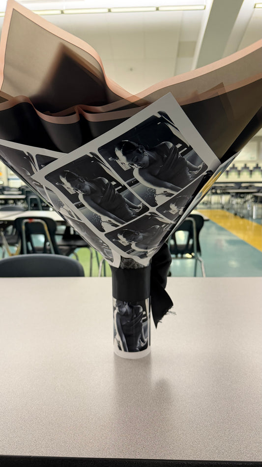 Artificial Roses with Photo Bouquet Keepsake