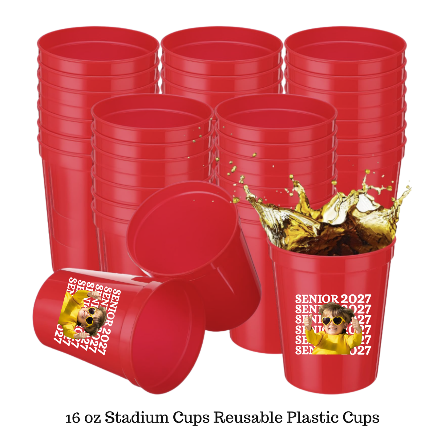 Custom 16 oz Stadium Cups Reusable Plastic Cups