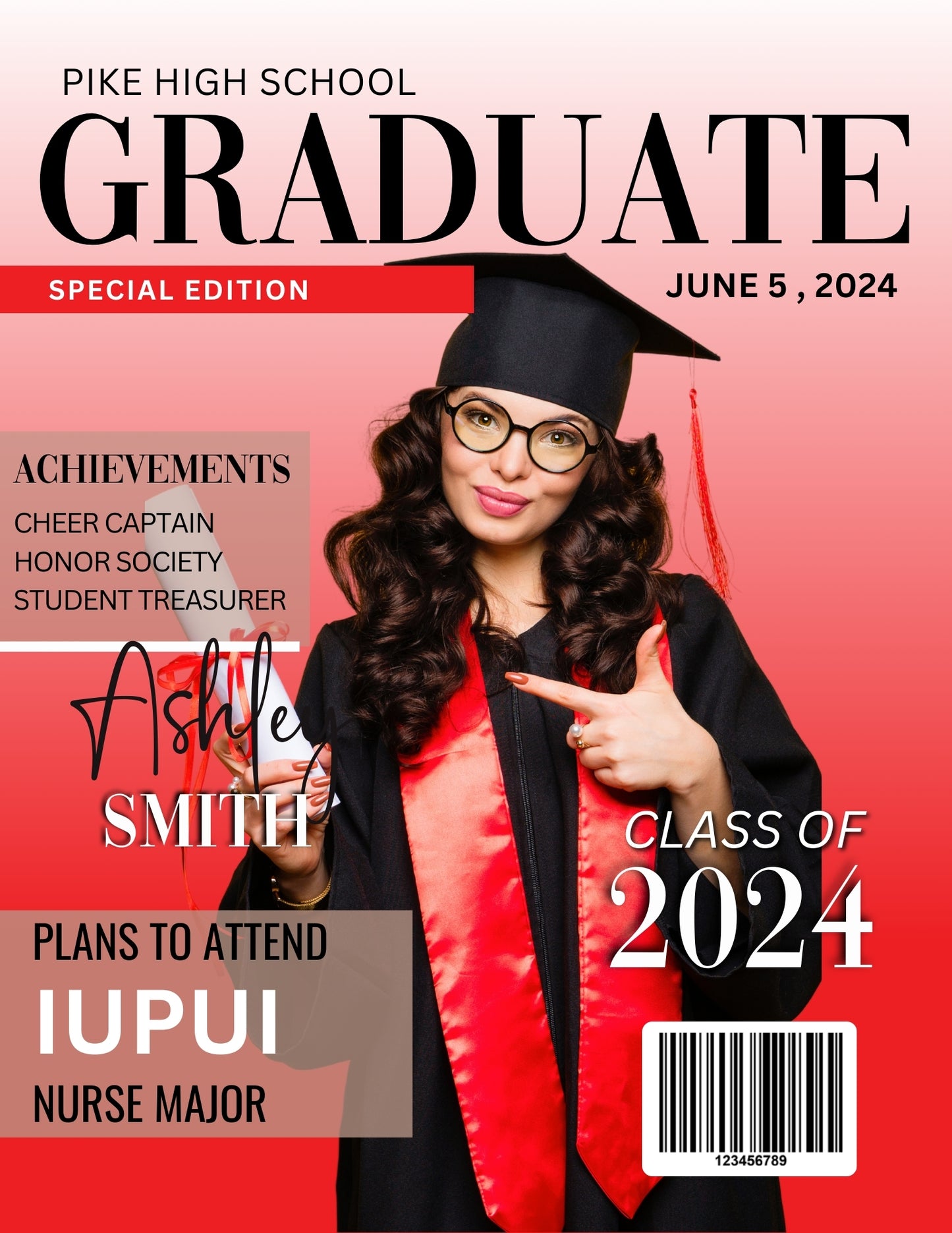 Graduate Magazine Cover Editble Template