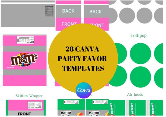 28 Canva Party Favor Template Bundle