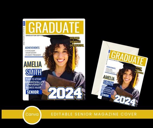 Graduate Magazine / Invite Cover Editable Template Bundle