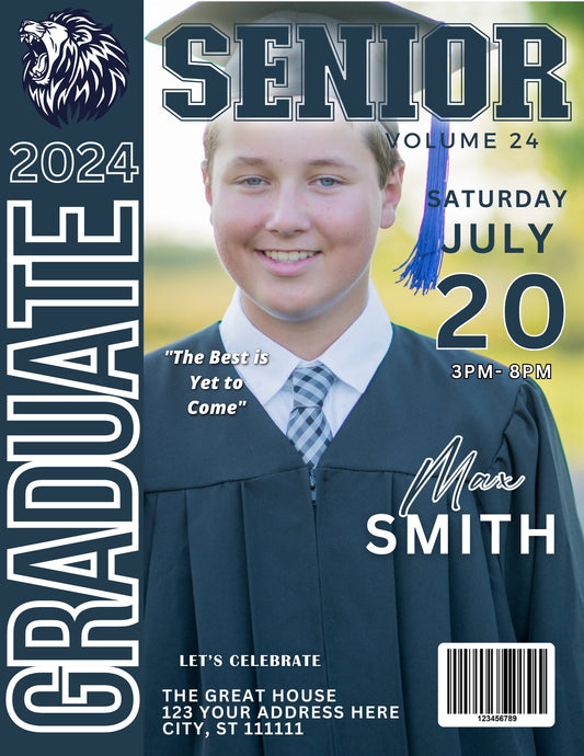 Graduate Magazine Cover Editable Template Invite
