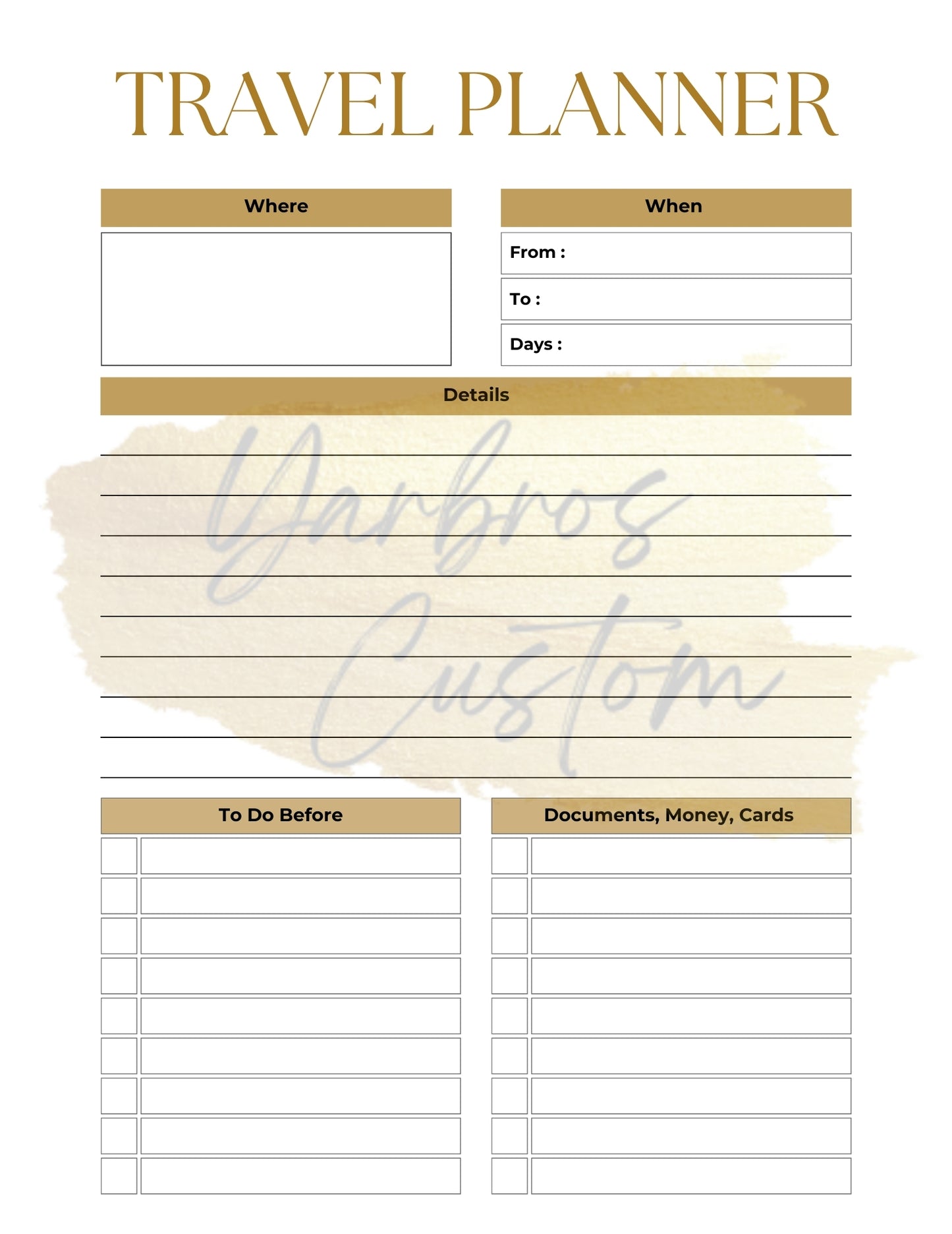 2025 Travel Planner Printable