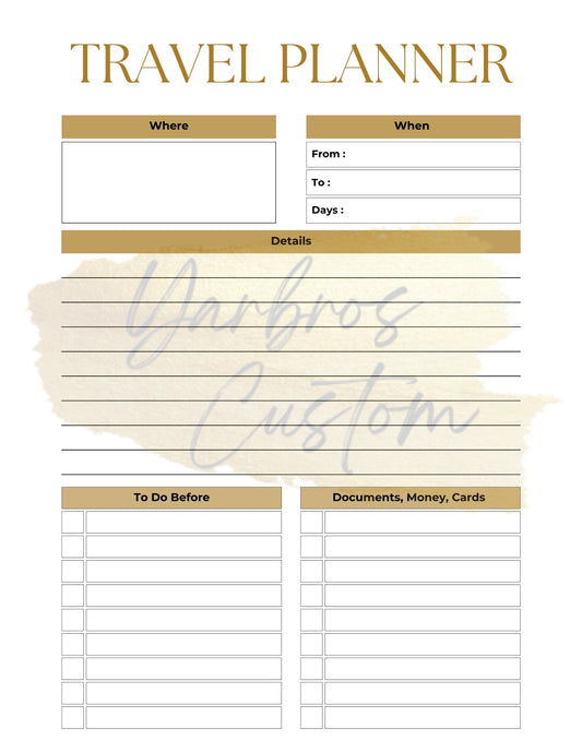 2025 Travel Planner Printable