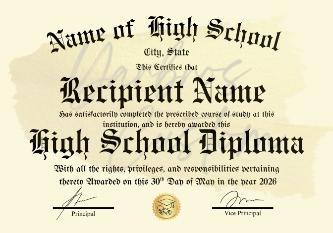 High School Diploma Template (Canva Link)