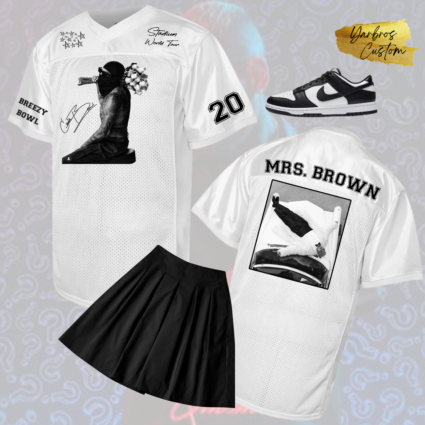 BREEZY White & Black Football Jersey