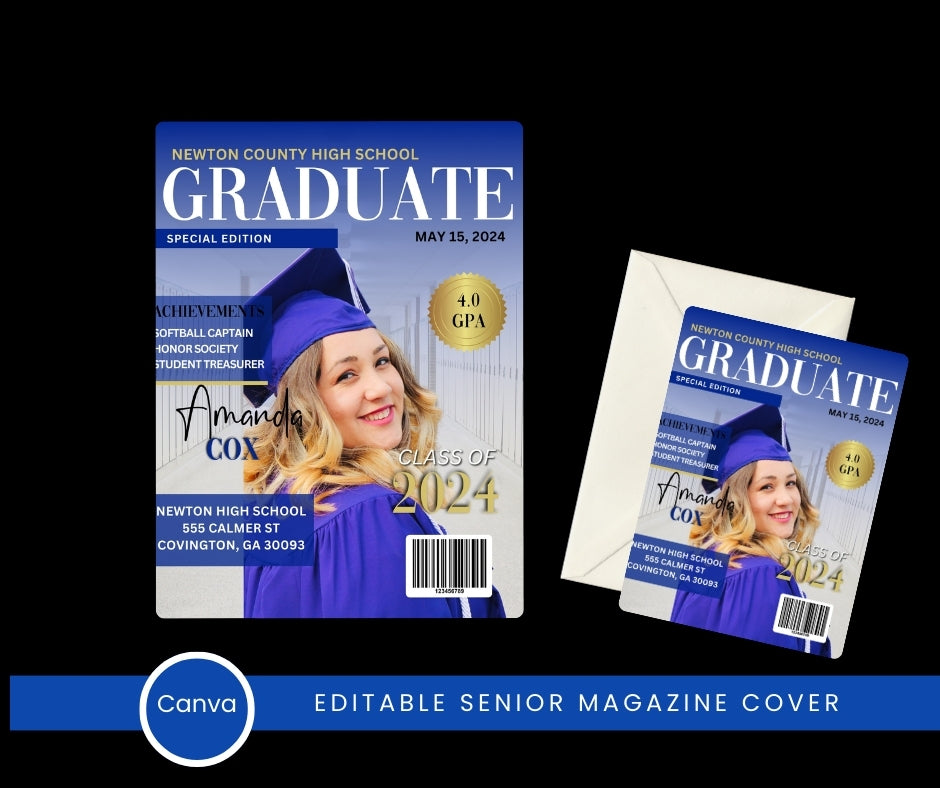 Graduate Magazine Cover Editble Template