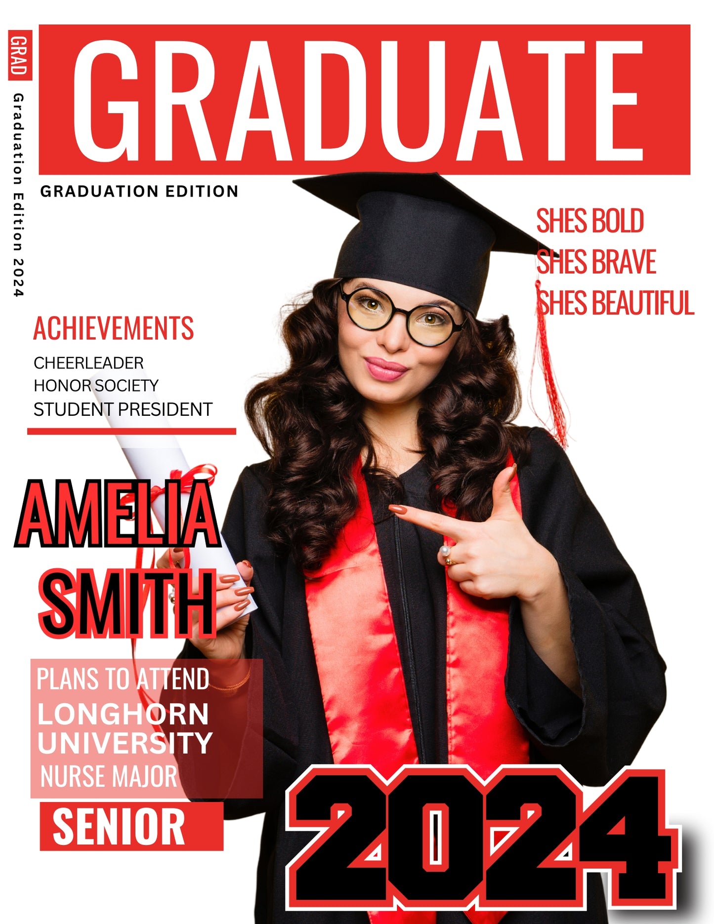 Graduate Magazine Cover Editable Template