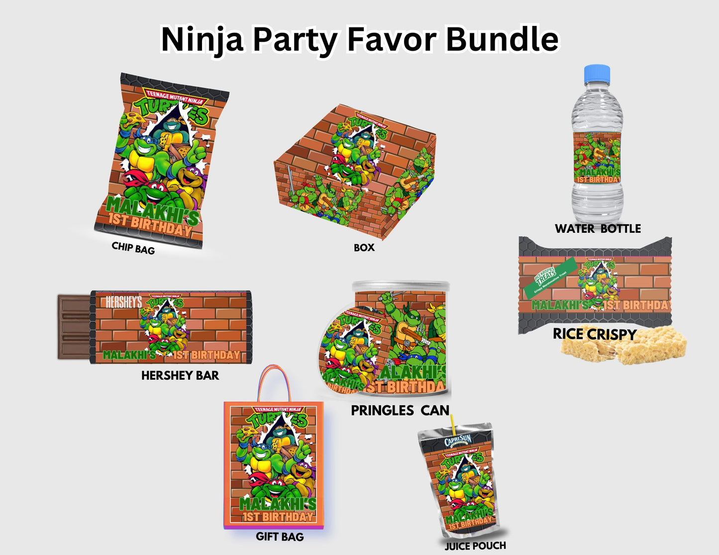 Ninja Turtle Party Favor Bundle Template