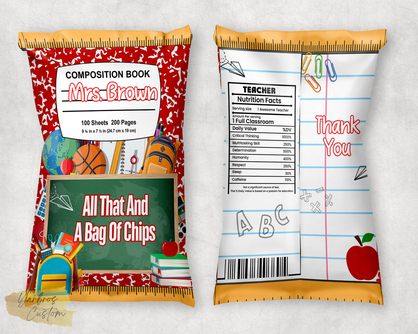 TEACHER CHIP BAG TEMPLATES