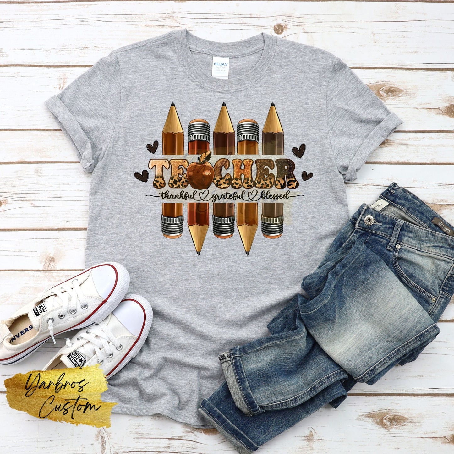 Thankful Grateful Blessed Teacher Tee