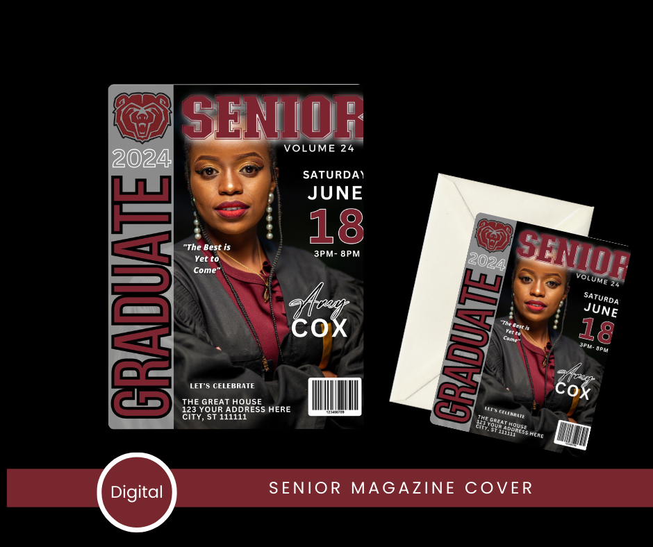 Graduate Magazine Cover Editable Template Invite