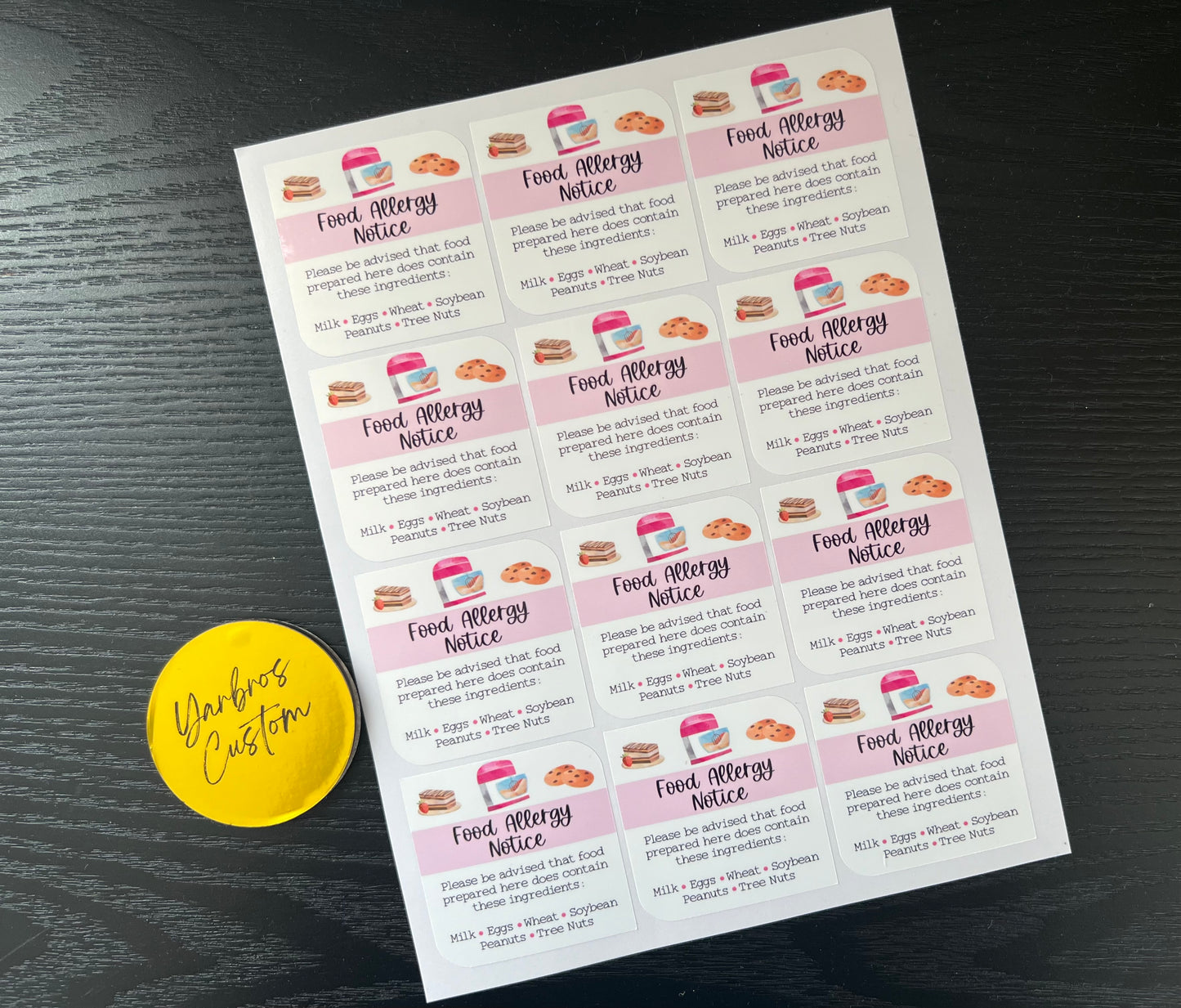 Food Allergy Alert Sticker