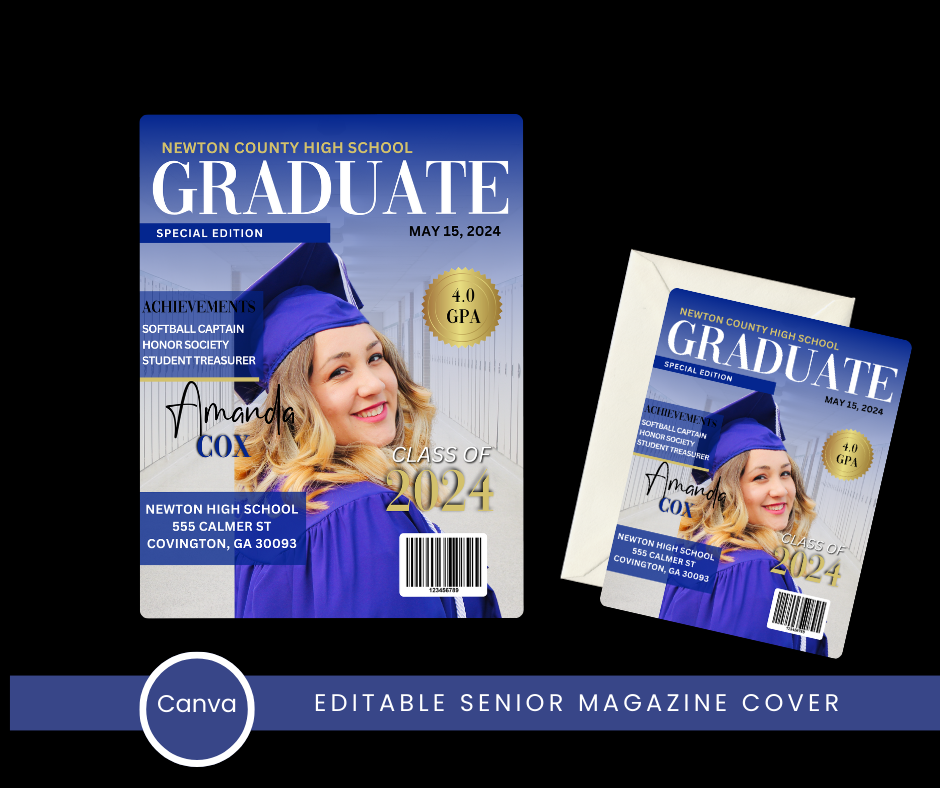 Graduate Magazine / Invite Cover Editble Template Bundle