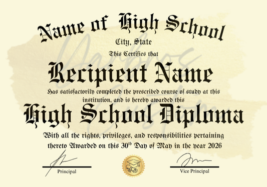 High School Diploma Template (Canva Link)