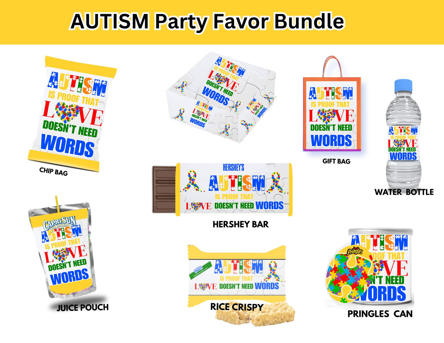 Autism  Party Favor Bundle  Template