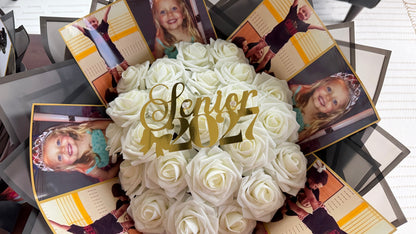 Artificial Roses with Photo Bouquet Keepsake