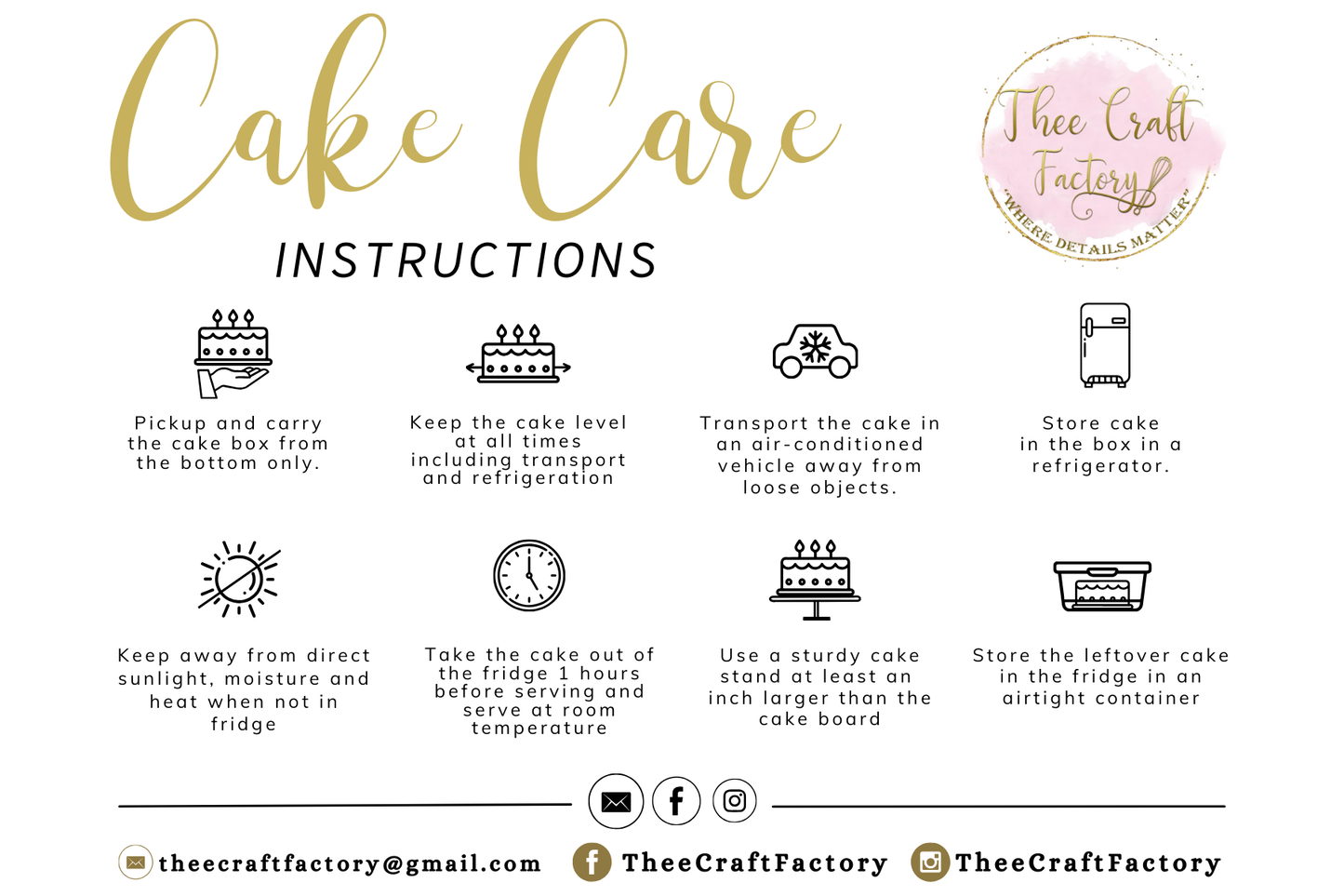 Cake Care Cards