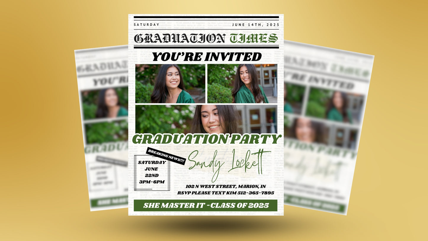 Graduation Times Party Invitation (Digital)