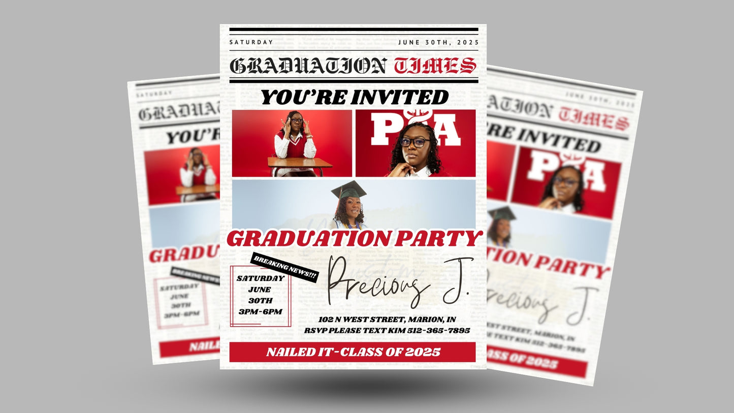 Graduation Times Party Invitation (Digital)