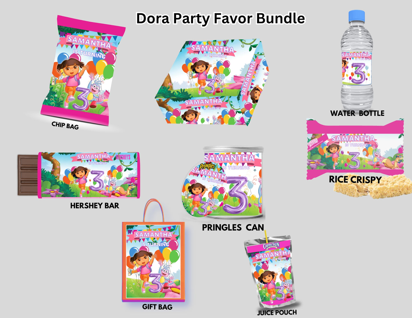 Dora Party Favor Bundle  Template