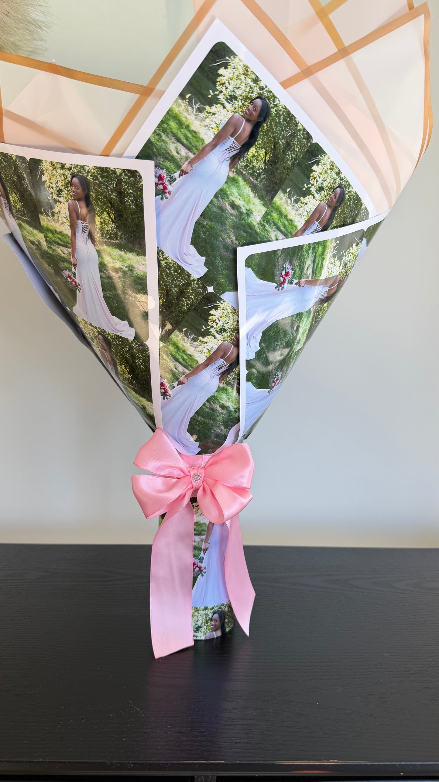 Artificial Roses with Photo Bouquet Keepsake