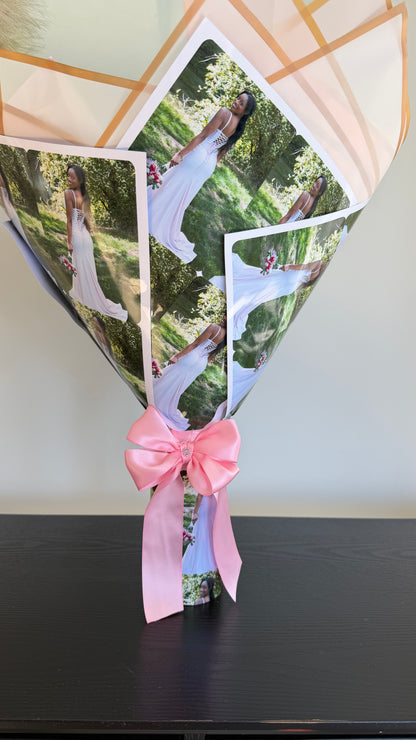 Artificial Roses with Photo Bouquet Keepsake