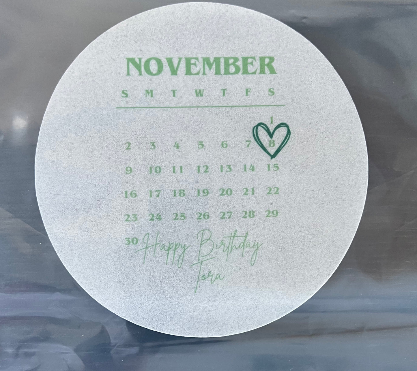 Calendar Edible Cake Topper
