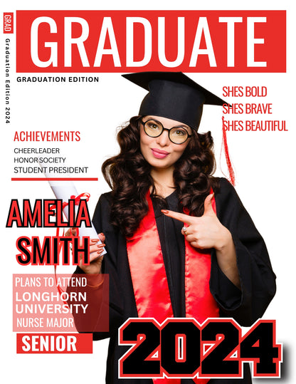 Graduate Magazine Cover Editble Template