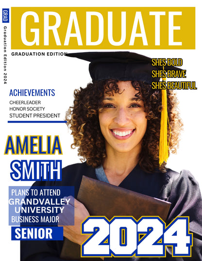 Graduate Magazine Cover Editble Template