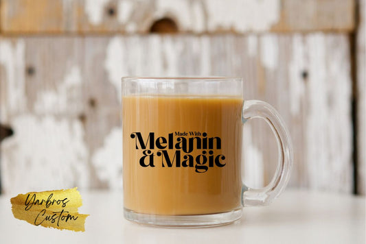 Made with Melanin & Magic 12oz Glass Mug