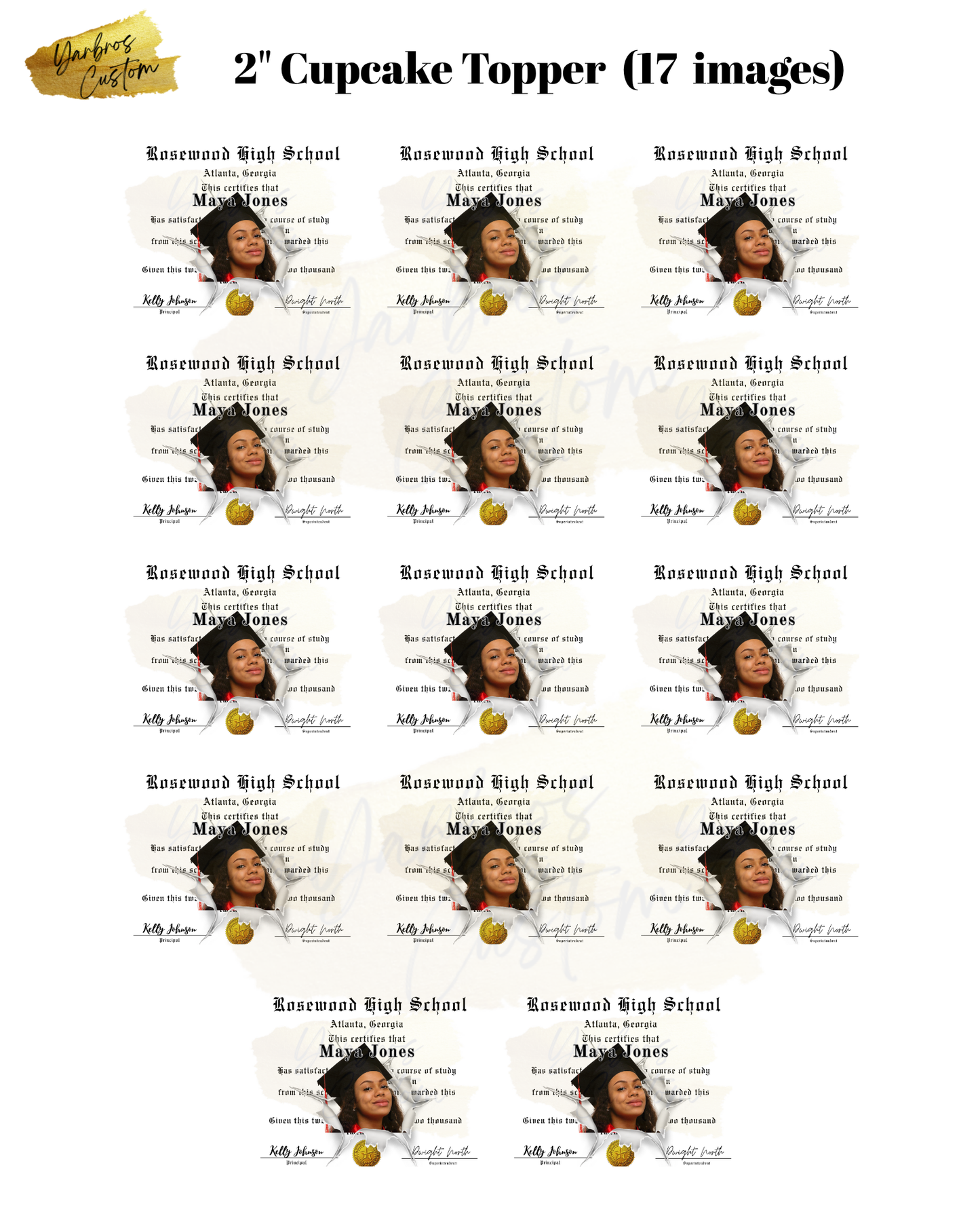 Grad Diplomas Edible Cupcake Images