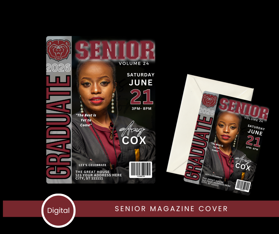 Graduate Magazine Cover Template Invite(Self-Edit Version)