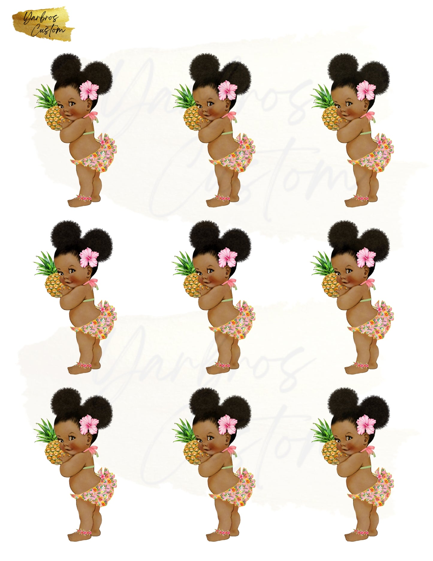 Afro Hawaiian Baby Shower Edible Images