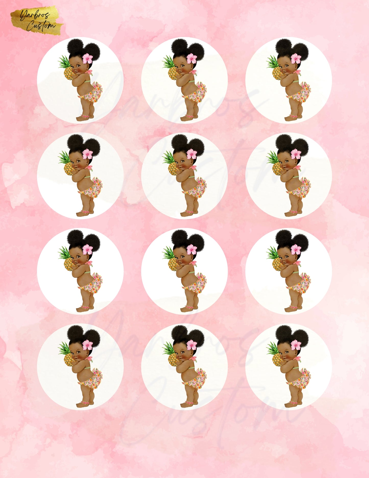 Afro Hawaiian Baby Shower Edible Images