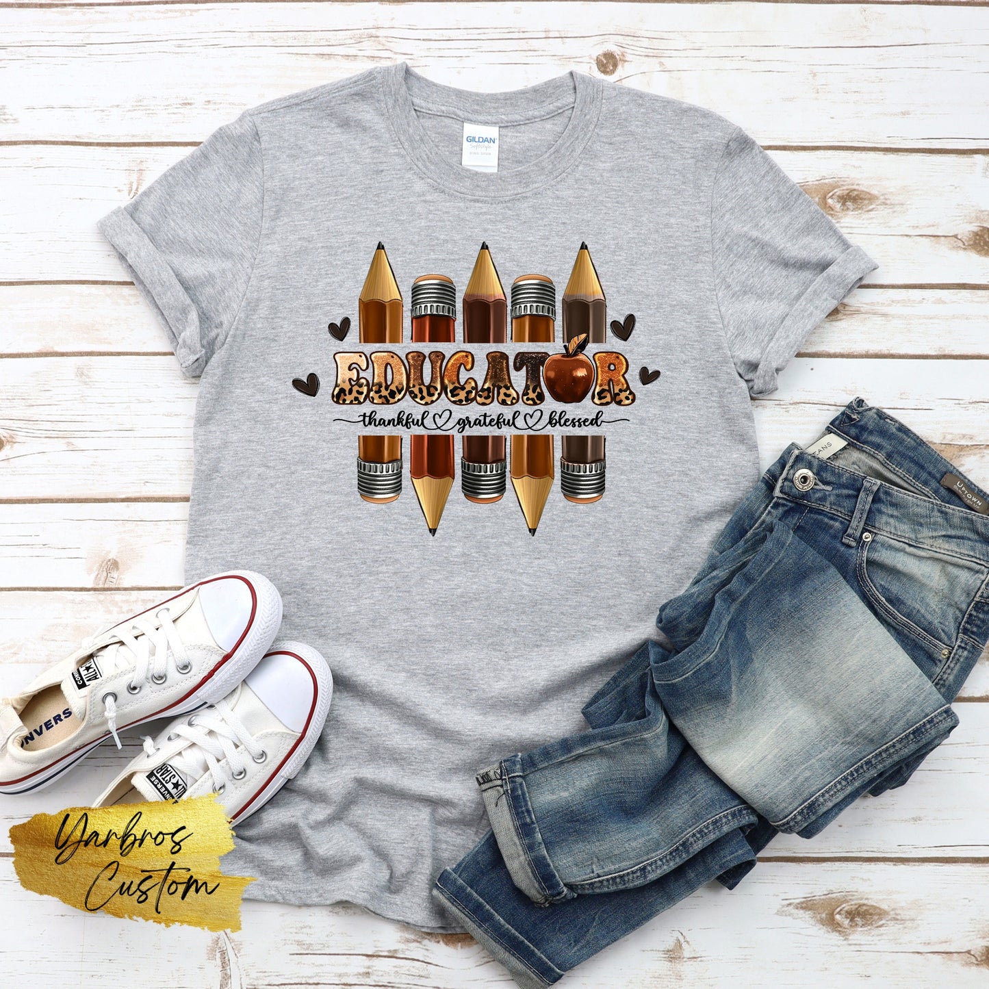 Thankful Grateful Blessed Teacher Tee