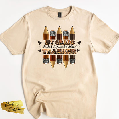 Thankful Grateful Blessed Teacher Tee